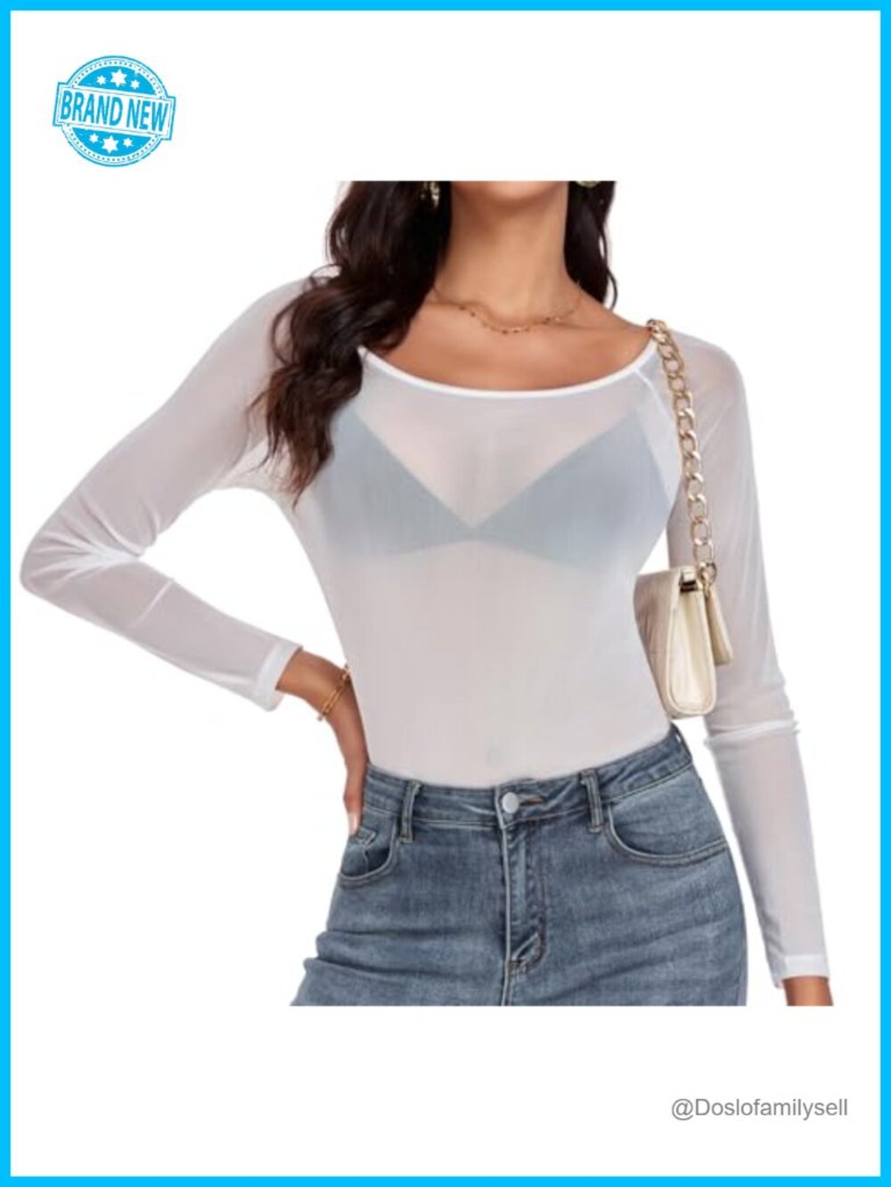 Women Sheer Mesh Long Sleeve Top See-Through Party Clubwear Tee